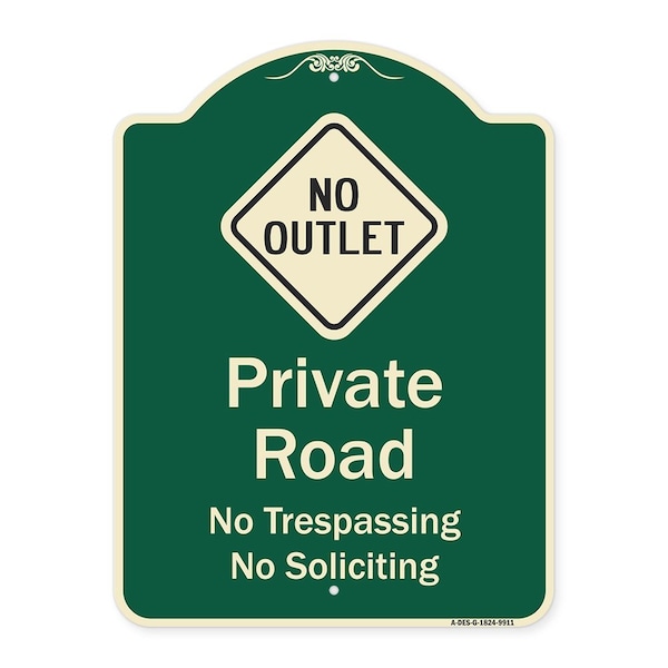 Designer Series-Private Road No Trespassing Or Soliciting With No Outlet Symbo, 24" H, G-1824-9911